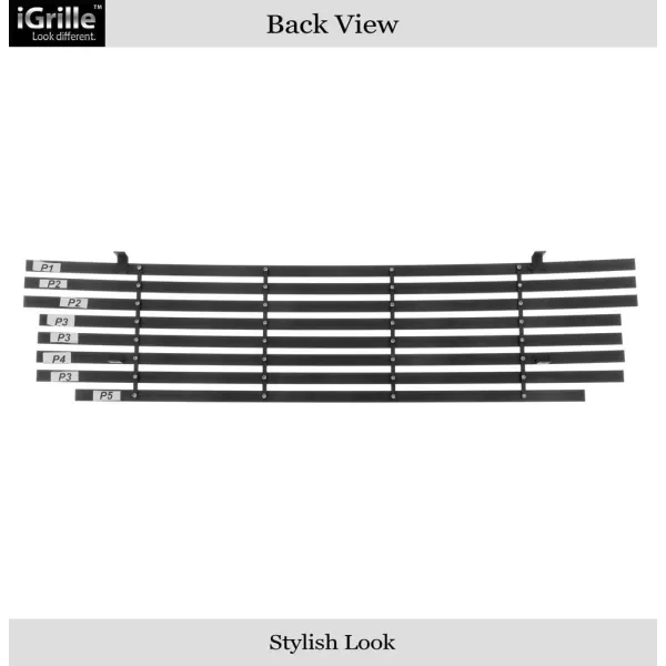 imageAPS Compatible with Ford F150 Harley Davidson Lightning 19992003 ampamp Expedition 9902 ampamp F150 Heritage 04 Main Upper Stainless Steel SS Chrome Billet Front Grill Grille Insert F85072ABlack