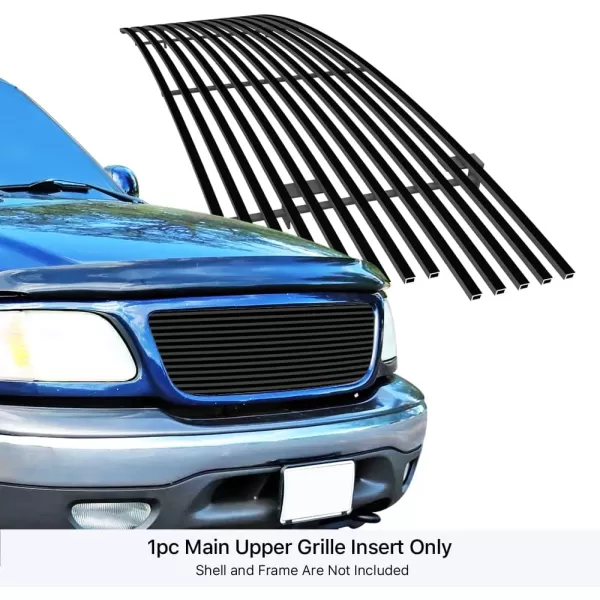 imageAPS Compatible with Ford F150 Harley Davidson Lightning 19992003 ampamp Expedition 9902 ampamp F150 Heritage 04 Main Upper Stainless Steel SS Chrome Billet Front Grill Grille Insert F85072ABlack