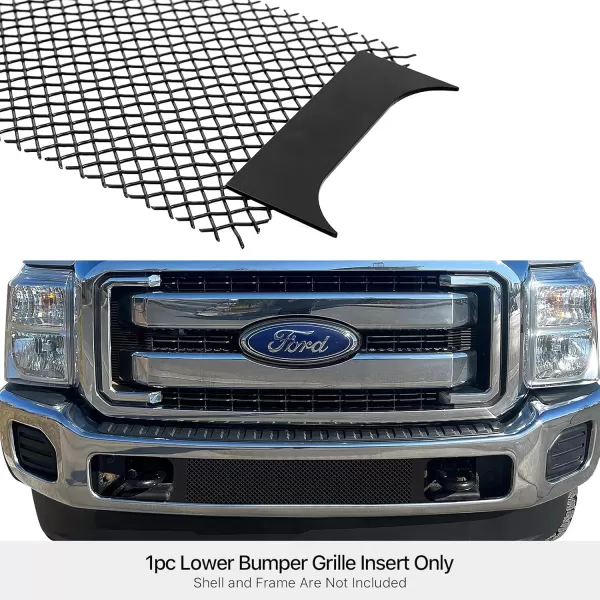 imageAPS Compatible with Ford F250 F350 F450 F550 SD 20112016 Lower Bumper Stainless Steel Black Mesh Front Grill Grille Insert F76829G