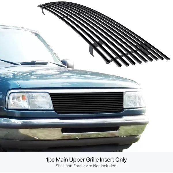 imageAPS Compatible with Ford Ranger 19931997 Main Upper Stainless Steel SS Chrome Billet Front Grill Grille Insert F85013ABlack