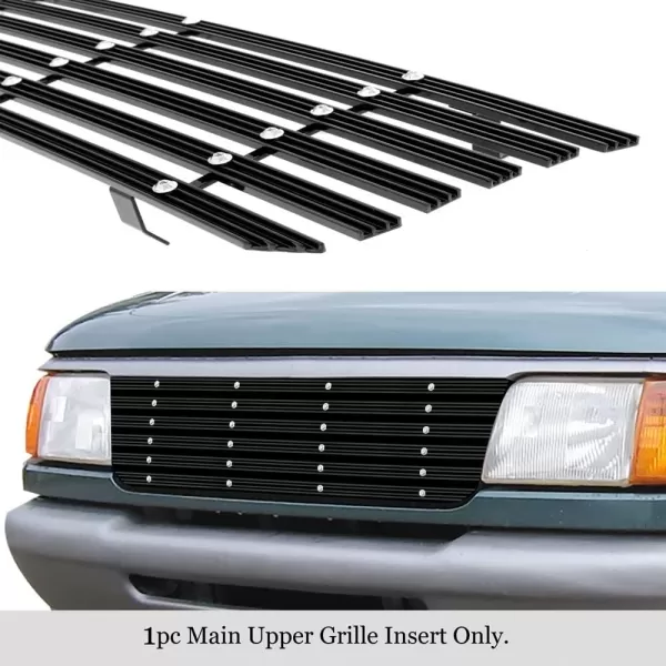 imageAPS Compatible with Ford Ranger 19931997 Main Upper Stainless Steel SS Chrome Billet Front Grill Grille Insert F85013ABlack