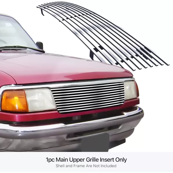 imageAPS Compatible with Ford Ranger 19931997 Main Upper Stainless Steel SS Chrome Billet Front Grill Grille Insert F85013AChrome