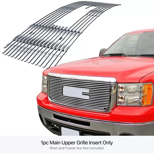 imageAPS Compatible with GMC Sierra 1500 20072013 ampamp 0710 Sierra Denali New Body with Logo Show Main Upper Stainless Steel Black 8x6 Horizontal Billet Front Grill Grille Insert G66474JChrome