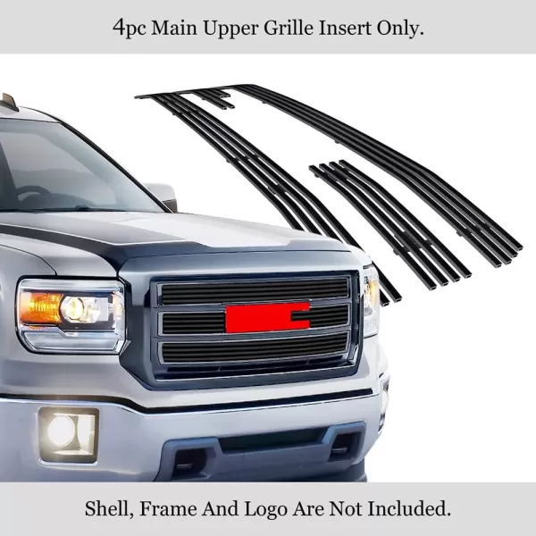 imageAPS Compatible with GMC Sierra 1500 20142015 Main Upper Stainless Steel SS Chrome Billet Front Grill Grille Insert G65972ABlack
