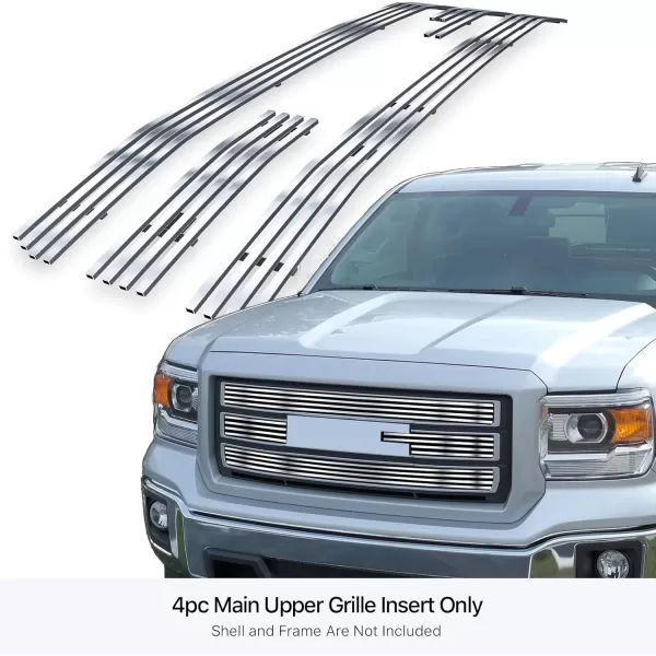 imageAPS Compatible with GMC Sierra 1500 20142015 Main Upper Stainless Steel SS Chrome Billet Front Grill Grille Insert G65972AChrome