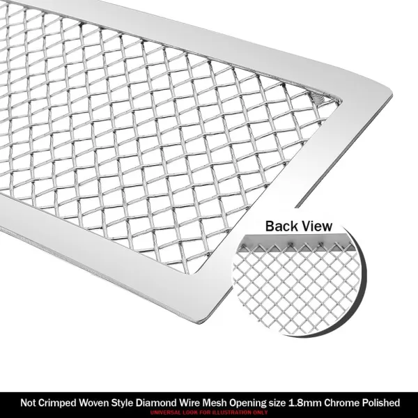 imageAPS Premium Stainless Steel Chrome Mesh Grille Grill Insert Combo Compatible with Cadillac Escalade 2007 2008 2009 2010 2011 2012 2013 2014 Main Upper Tow Hook N19T52877A