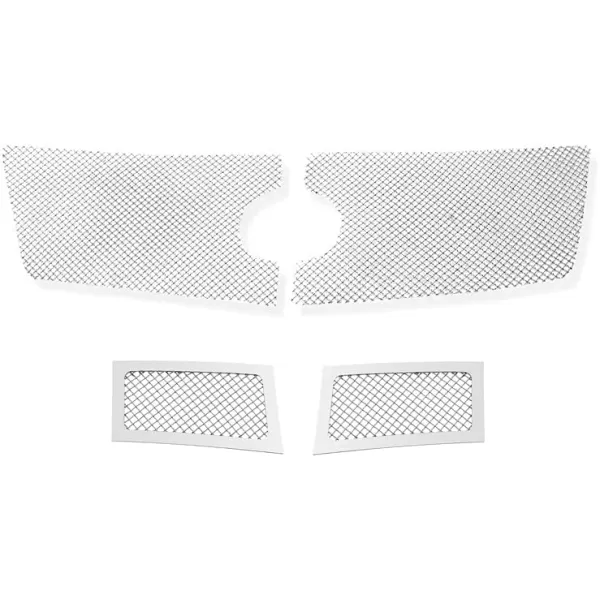 imageAPS Premium Stainless Steel Chrome Mesh Grille Grill Insert Combo Compatible with Cadillac Escalade 2007 2008 2009 2010 2011 2012 2013 2014 Main Upper Tow Hook N19T52877A