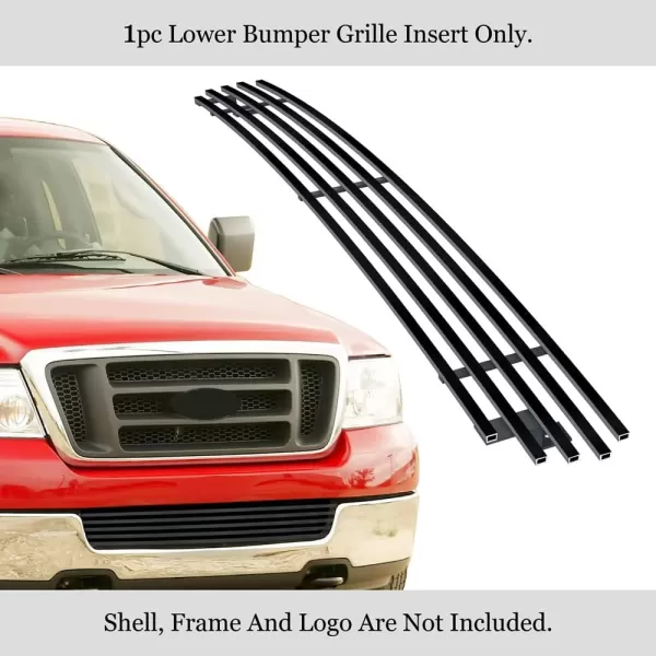 imageAPS Premium Stainless Steel SS Black Billet Grille Grill Insert Compatible with Ford F150 2004 2005 Lower Bumper N19H15358F