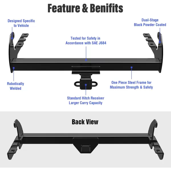 imageAPS Rear Towing Hitch Receiver Class 3 Trailer Hitch Compatible with Dodge Dakota 19872004