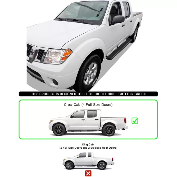 imageAPS Running Boards Nerf Bars Side Steps Step Bars Compatible with Nissan Frontier 20052024 Crew Cab Silver Running Board StyleAluminum Black