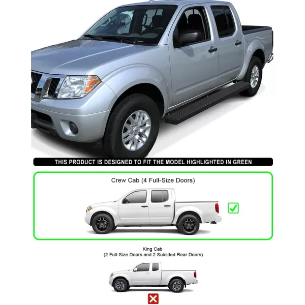 imageAPS Running Boards Nerf Bars Side Steps Step Bars Compatible with Nissan Frontier 20052024 Crew Cab Silver Running Board StyleAluminum Black
