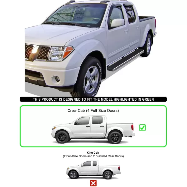 imageAPS Running Boards Nerf Bars Side Steps Step Bars Compatible with Nissan Frontier 20052024 Crew Cab Silver Running Board StyleAluminum Silver