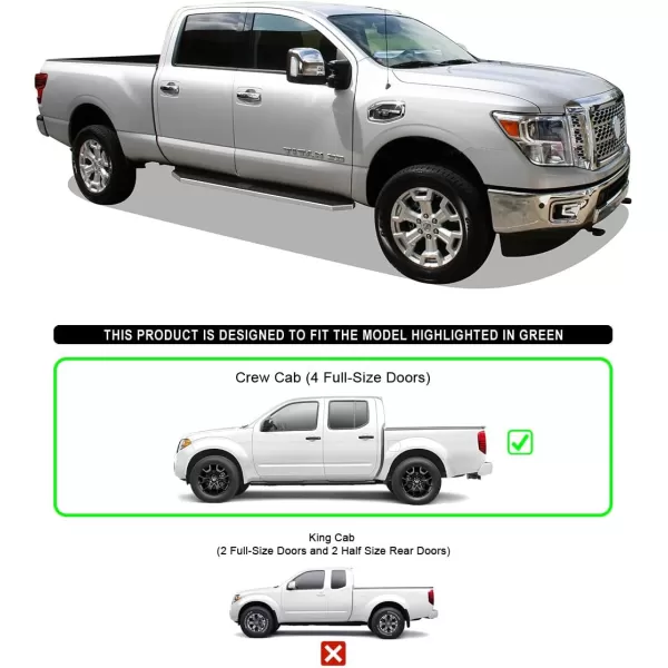 imageAPS Running Boards Nerf Bars Side Steps Step Bars Compatible with Nissan Frontier 20052024 Crew Cab Silver Running Board StylePolished