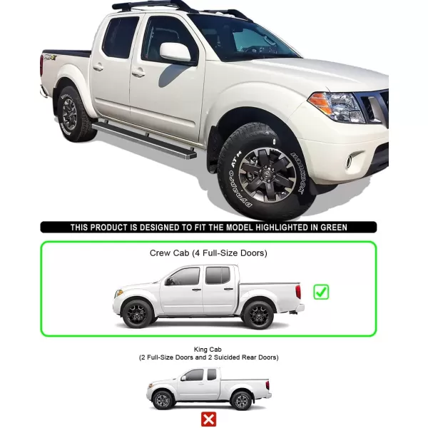 imageAPS Running Boards Nerf Bars Side Steps Step Bars Compatible with Nissan Frontier 20052024 Crew Cab Silver Running Board StyleStainless Steel Polished