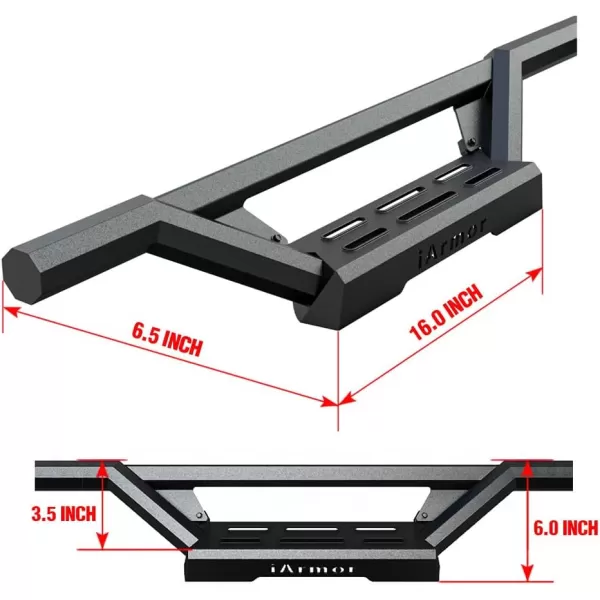 imageAPS Stainless Steel Pocket Steps Running Boards Compatible with Toyota Tacoma 20052023 Double Crew CabBlack