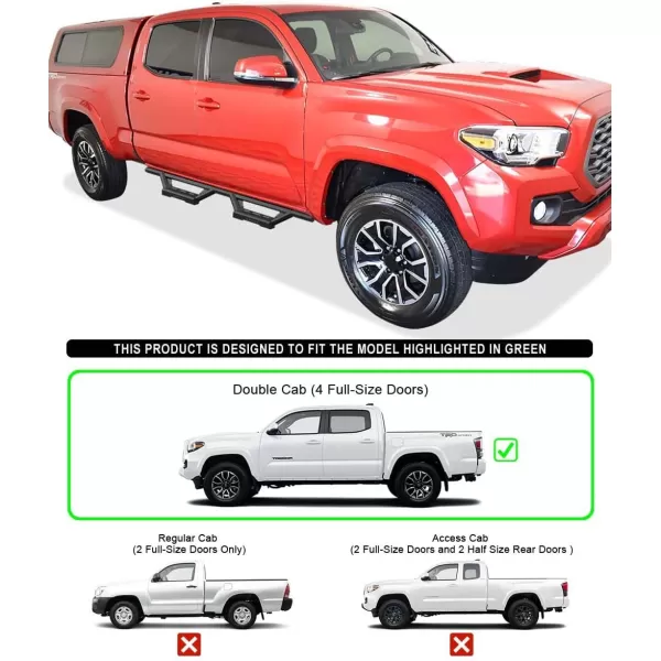 imageAPS Stainless Steel Pocket Steps Running Boards Compatible with Toyota Tacoma 20052023 Double Crew CabBlack