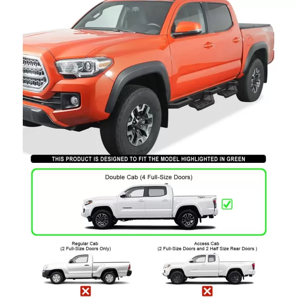 imageAPS Stainless Steel Pocket Steps Running Boards Compatible with Toyota Tacoma 20052023 Double Crew CabBlack