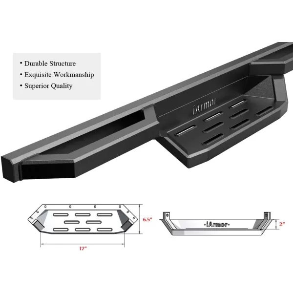 imageAPS Stainless Steel Pocket Steps Running Boards Compatible with Toyota Tacoma 20052023 Double Crew CabBlack