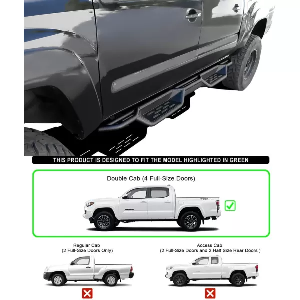 imageAPS Stainless Steel Pocket Steps Running Boards Compatible with Toyota Tacoma 20052023 Double Crew CabBlack