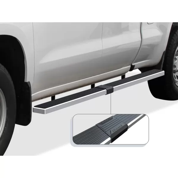 imageAPS 5in WheeltoWheel Stainless Steel Nerf Bars Compatible with Silverado Sierra Double Cab 65ft Bed 1925