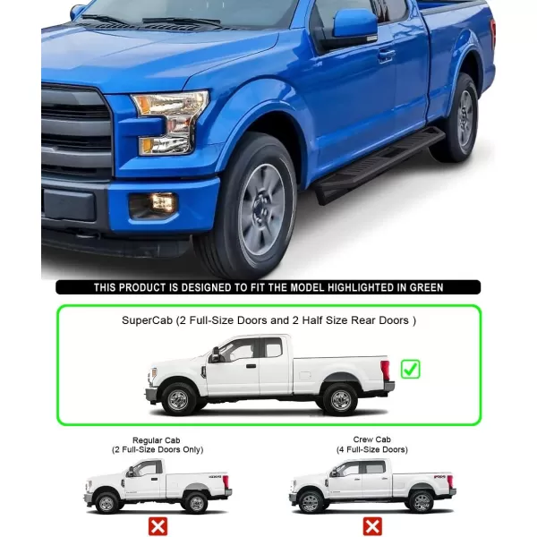 imageAPS 65in Side Armor Stainless Steel Running Boards Compatible with Ford F150 20152025 Super Cab ampamp F250 F350 Super Duty 20172025 Nerf Bars Side Steps Side Bars