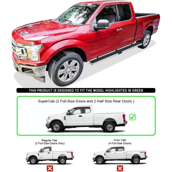 imageAPS Running Boards 6in Matte Black Compatible with Ford F150 20152025 Super Cab ampamp F250 F350 Super Duty 20172025 Stainless Steel Nerf Bars Side Steps Side BarsStainless Steel Polished