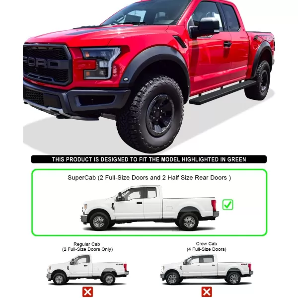 imageAPS Running Boards 6in Matte Black Compatible with Ford F150 20152025 Super Cab ampamp F250 F350 Super Duty 20172025 Stainless Steel Nerf Bars Side Steps Side BarsAluminum Black
