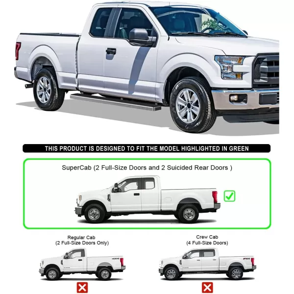 imageAPS Running Boards 6in Matte Black Compatible with Ford F150 20152025 Super Cab ampamp F250 F350 Super Duty 20172025 Stainless Steel Nerf Bars Side Steps Side BarsStainless Steel Polished