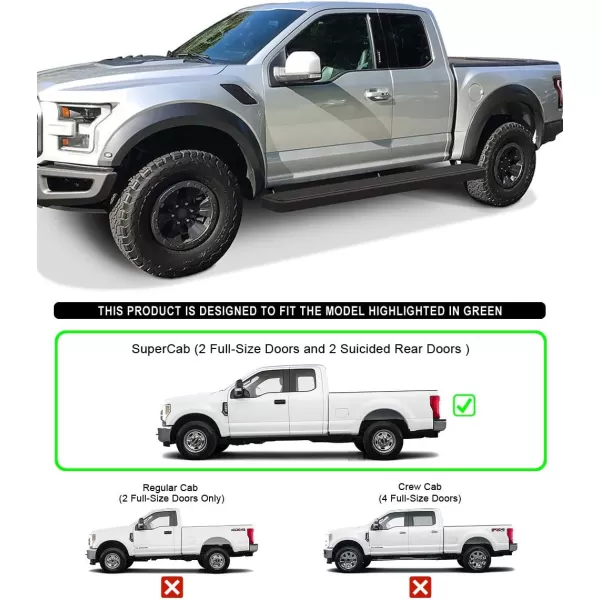 imageAPS Running Boards 6in Matte Black Compatible with Ford F150 20152025 Super Cab ampamp F250 F350 Super Duty 20172025 Stainless Steel Nerf Bars Side Steps Side BarsAluminum Black