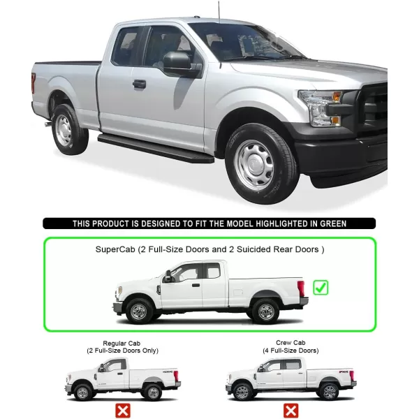 imageAPS Running Boards 6in Matte Black Compatible with Ford F150 20152025 Super Cab ampamp F250 F350 Super Duty 20172025 Stainless Steel Nerf Bars Side Steps Side BarsAluminum Black
