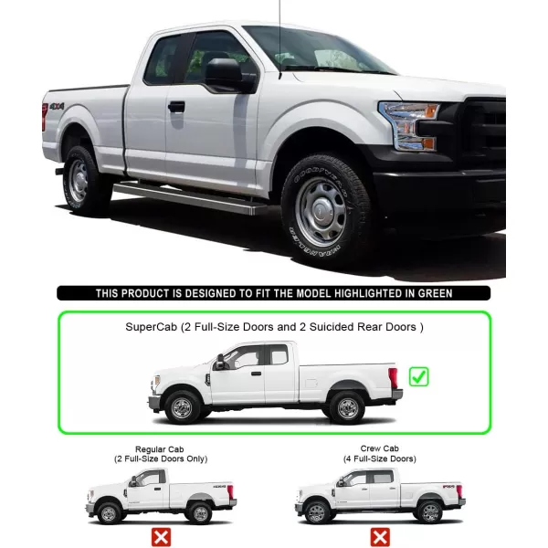 imageAPS Running Boards 6in Matte Black Compatible with Ford F150 20152025 Super Cab ampamp F250 F350 Super Duty 20172025 Stainless Steel Nerf Bars Side Steps Side BarsAluminum Silver