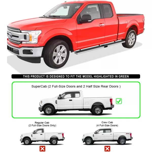 imageAPS Running Boards 6in Matte Black Compatible with Ford F150 20152025 Super Cab ampamp F250 F350 Super Duty 20172025 Stainless Steel Nerf Bars Side Steps Side BarsSilver