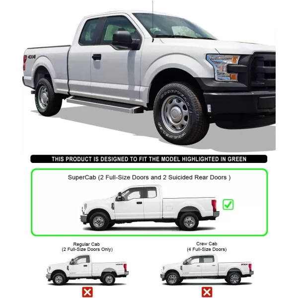 imageAPS Running Boards 6in Matte Black Compatible with Ford F150 20152025 Super Cab ampamp F250 F350 Super Duty 20172025 Stainless Steel Nerf Bars Side Steps Side BarsAluminum Silver