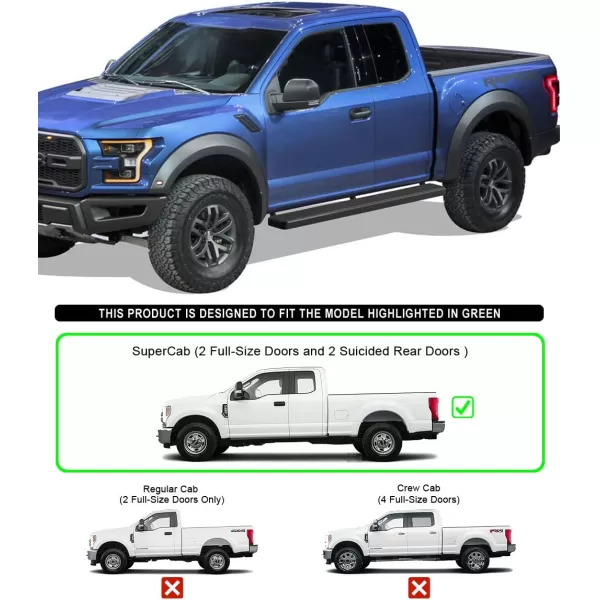 imageAPS Running Boards 6in Matte Black Compatible with Ford F150 20152025 Super Cab ampamp F250 F350 Super Duty 20172025 Stainless Steel Nerf Bars Side Steps Side BarsBlack