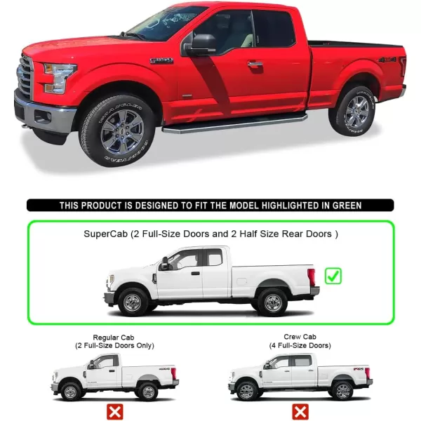 imageAPS Running Boards 6in Matte Black Compatible with Ford F150 20152025 Super Cab ampamp F250 F350 Super Duty 20172025 Stainless Steel Nerf Bars Side Steps Side BarsPolished