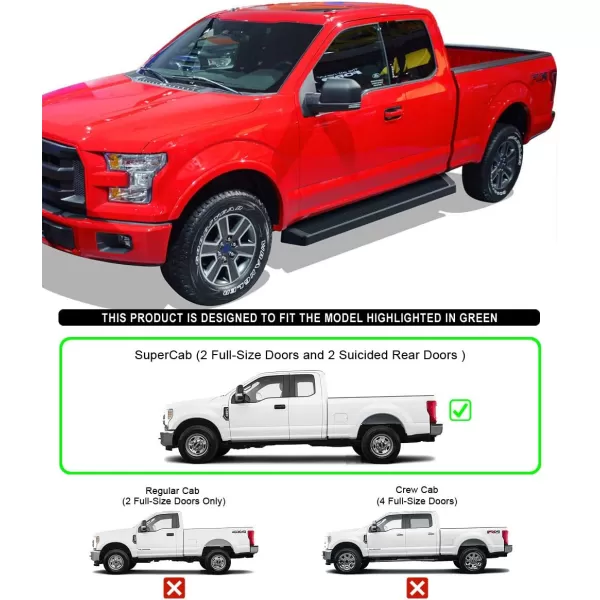 imageAPS Running Boards 6in Matte Black Compatible with Ford F150 20152025 Super Cab ampamp F250 F350 Super Duty 20172025 Stainless Steel Nerf Bars Side Steps Side BarsAluminum Black