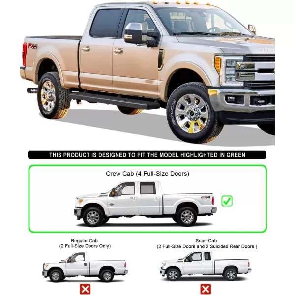 imageAPS 5in Stainless Steel Black Running Boards Compatible with Ford F250 F350 Super Duty 19992016 Crew Cab Nerf Bars Side StepsStainless Steel Black