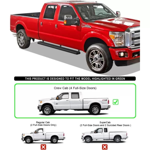 imageAPS 5in Stainless Steel Black Running Boards Compatible with Ford F250 F350 Super Duty 19992016 Crew Cab Nerf Bars Side StepsStainless Steel Black