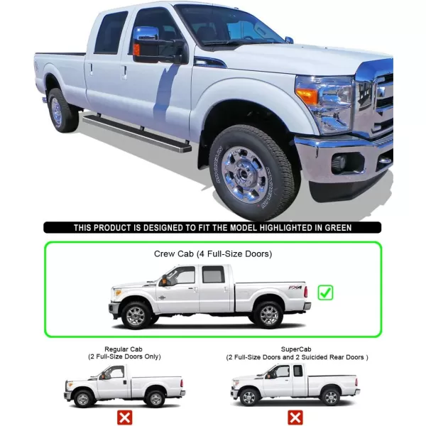 imageAPS 5in Stainless Steel Black Running Boards Compatible with Ford F250 F350 Super Duty 19992016 Crew Cab Nerf Bars Side StepsStainless Steel Polished