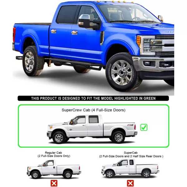 imageAPS 65in Side Armor Stainless Steel Running Boards Compatible with Ford F250 F350 Super Duty 19992016 Crew Cab Nerf Bars Side Steps Side Bars