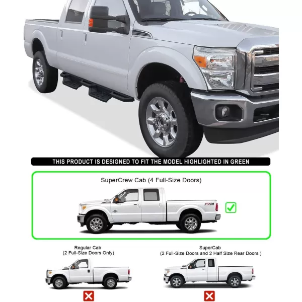 imageAPS Black 6 Inches Tubular Drop Down Style Nerf Bars Running Boards Compatible with Ford F250 F350 Super Duty 19992016 Crew CabBlack
