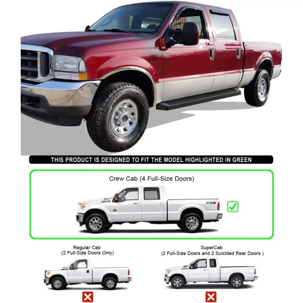 imageAPS Premium 6in Black Running Boards Compatible with Ford F250 F350 SuperDuty Crew Cab 9916