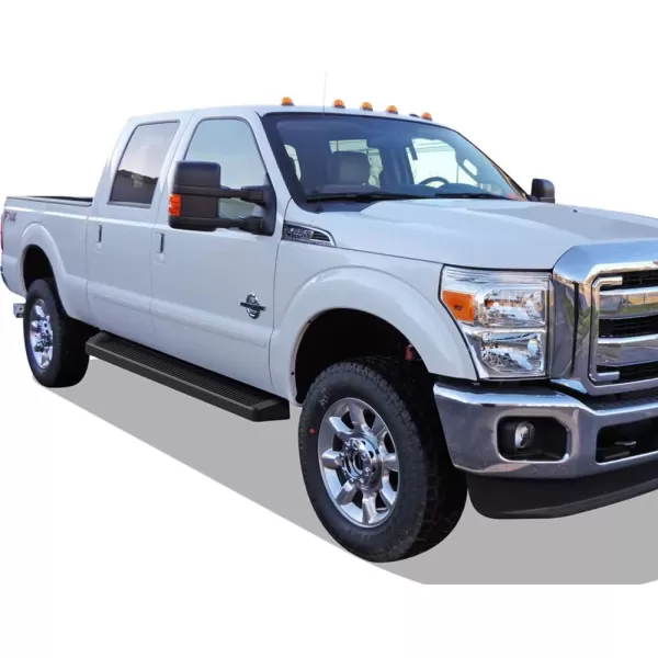 imageAPS Running Boards Nerf Bars Side Steps Step Bars Compatible with Ford F250 F350 Super Duty 19992016 Crew Cab Black Powder Coated 5 inchesAluminum Black