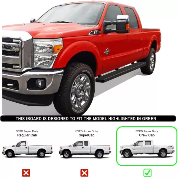 imageAPS Running Boards Nerf Bars Side Steps Step Bars Compatible with Ford F250 F350 Super Duty 19992016 Crew Cab Black Powder Coated 5 inchesStainless Steel Black