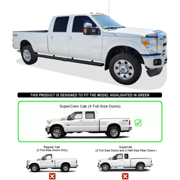 imageAPS Silver Running Board Style Running Boards Nerf Bars Side Steps Compatible with Ford F250 F350 Super Duty 19992016 Crew CabAluminum Black