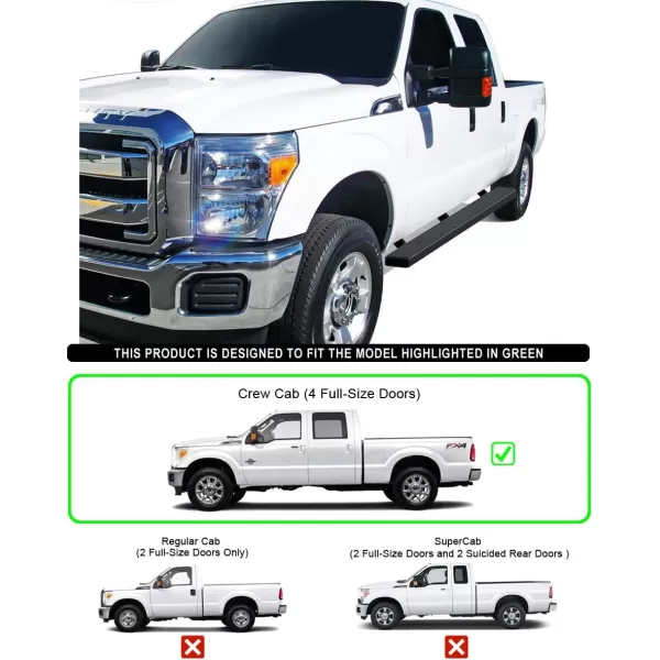 imageAPS Silver Running Board Style Running Boards Nerf Bars Side Steps Compatible with Ford F250 F350 Super Duty 19992016 Crew CabAluminum Black