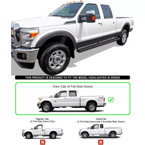 imageAPS Silver Running Board Style Running Boards Nerf Bars Side Steps Compatible with Ford F250 F350 Super Duty 19992016 Crew CabAluminum Black