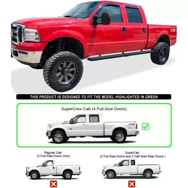 imageAPS Silver Running Board Style Running Boards Nerf Bars Side Steps Compatible with Ford F250 F350 Super Duty 19992016 Crew CabStainless Steel Black