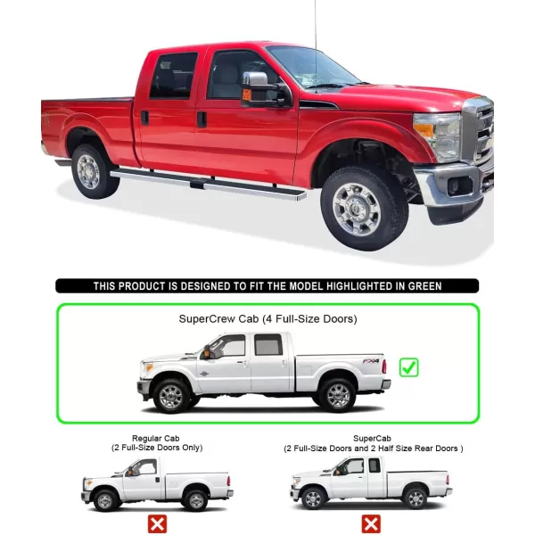 imageAPS Silver Running Board Style Running Boards Nerf Bars Side Steps Compatible with Ford F250 F350 Super Duty 19992016 Crew CabStainless Steel Polished