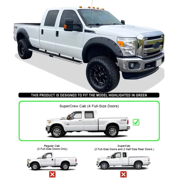 imageAPS Silver Running Board Style Running Boards Nerf Bars Side Steps Compatible with Ford F250 F350 Super Duty 19992016 Crew CabStainless Steel Polished